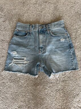 Madewell Light Blue Distressed High-Rise Jean Shorts
